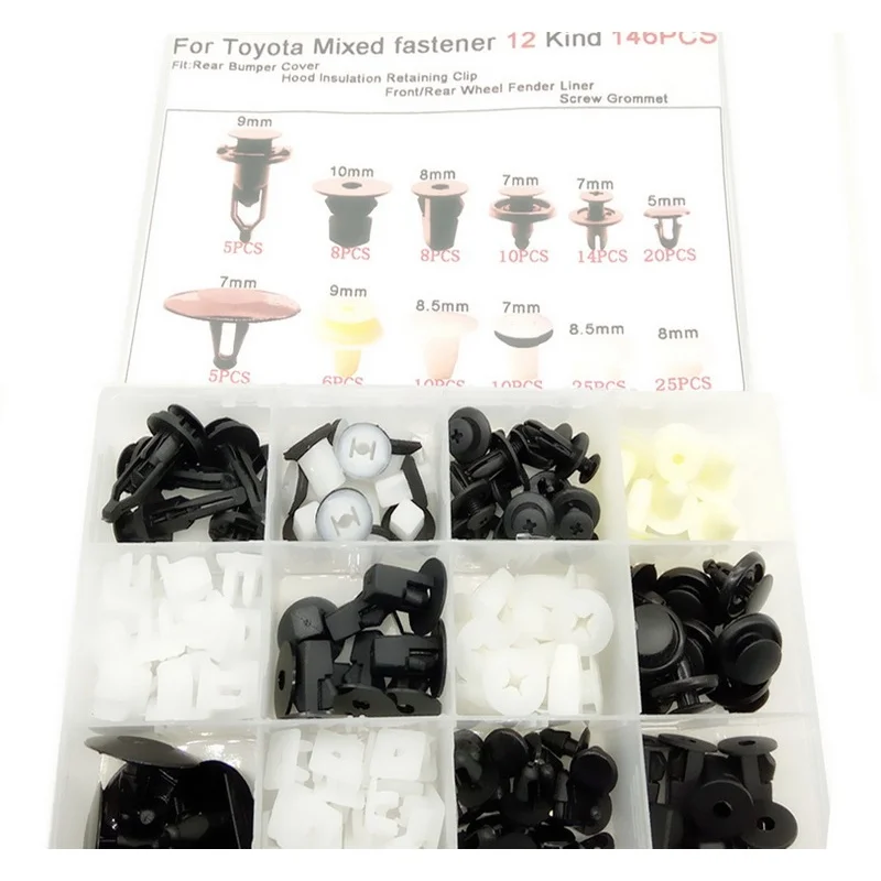 Car Wheel Fender Bumper Fasteners - 146PCS HE11 8-9mm Hole Plastic Retaining Clips