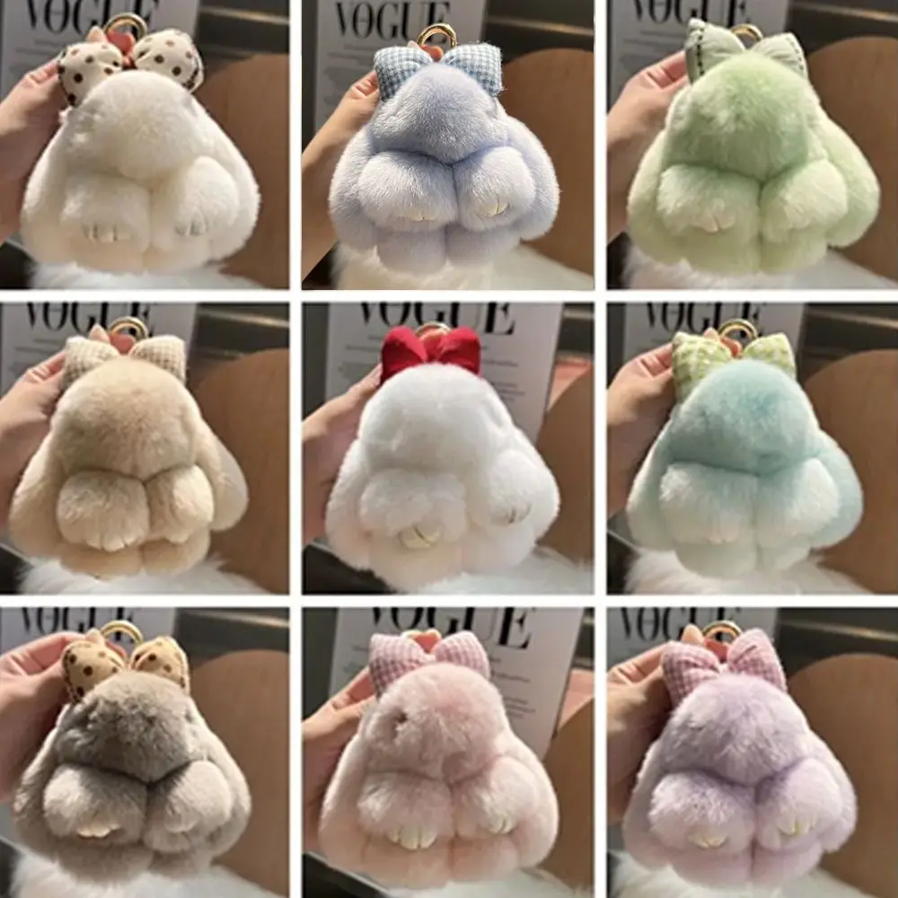 

Plush Pompoms Bow Rabbit Pendant Stuffed Doll Cartoon Bag Pendant Hanging Ornament Fluffy Bunny Doll Keychain Bag Accessories