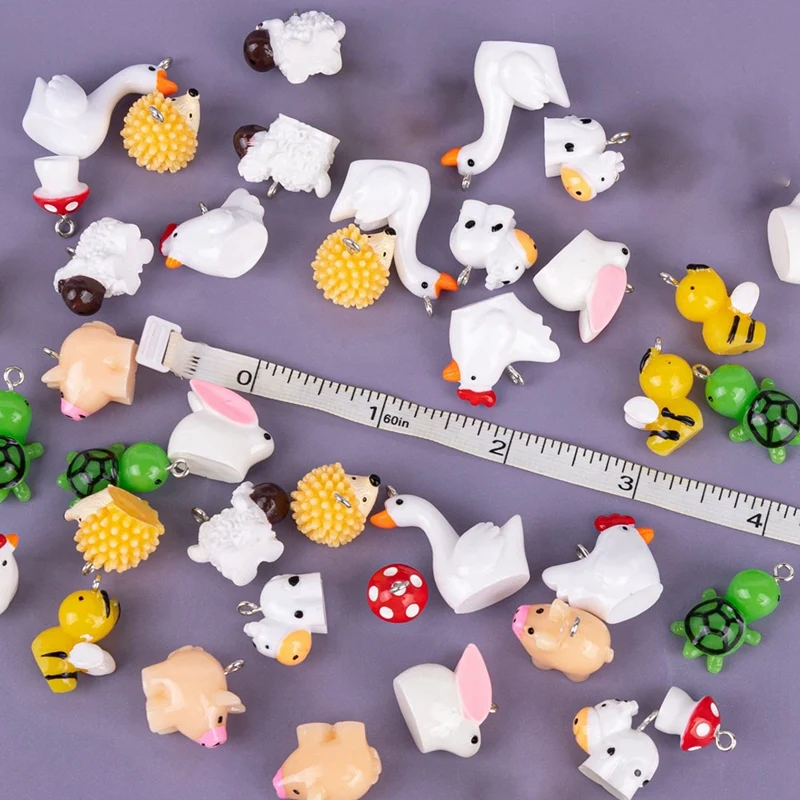 44 Pack Resin Animal Charms Cute Animal Pendants Farm Jewelry Supplies DIY Accessories for Necklace Earring-A44I