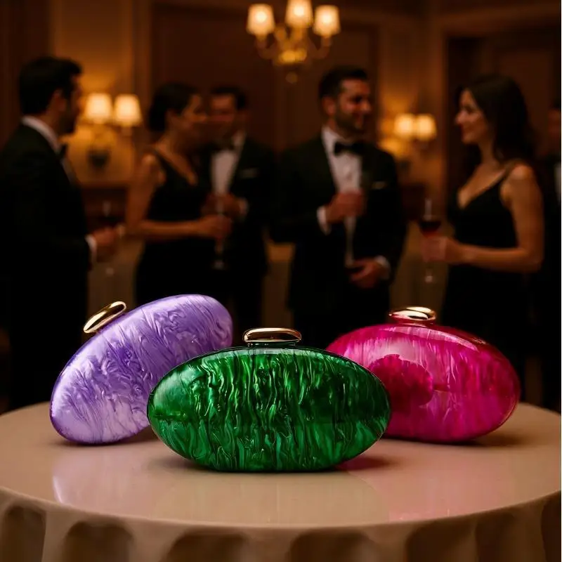 

Ladies Colorful Single-shoulder Crossbody Asymmetric Shell Acrylic Bag for Fashionable Wedding and Dinner Party Handheld Use