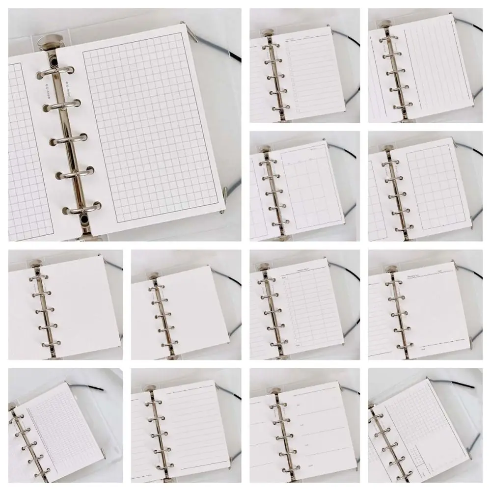 50Sheets M5 A8 Loose-Leaf Notebook Refill Paper 5-hole Line Grid Inner Refill Binder Paper Pages Index Inside Page Cards