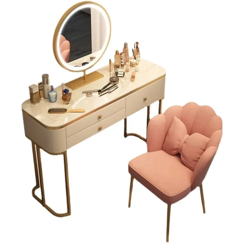 Girls Decoration Vanity Table Nordic Aesthetic Full Set Bedroom Makeup Table Luxury Modern Beauty Tocador Mueble Furniture Home