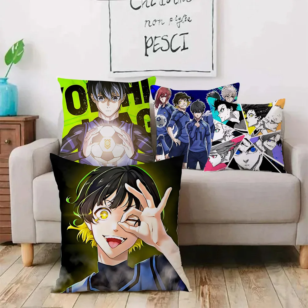 Anime BLUE LOCK Pillow Covers Cartoon Sofa Decorative Home Double-sided Printing Short Plush Cute Cushion Cover