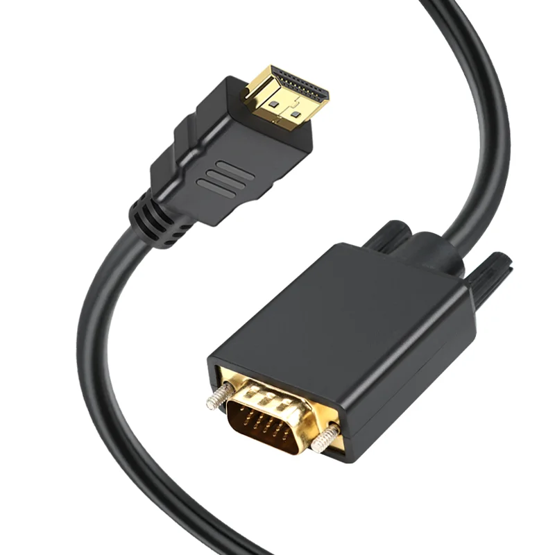 Black HDMI to VGA Cable, HDMI Male to VGA Male Adapter Gold Plated 080P HD Video Cord for Computer, Desktop, Laptop, PC