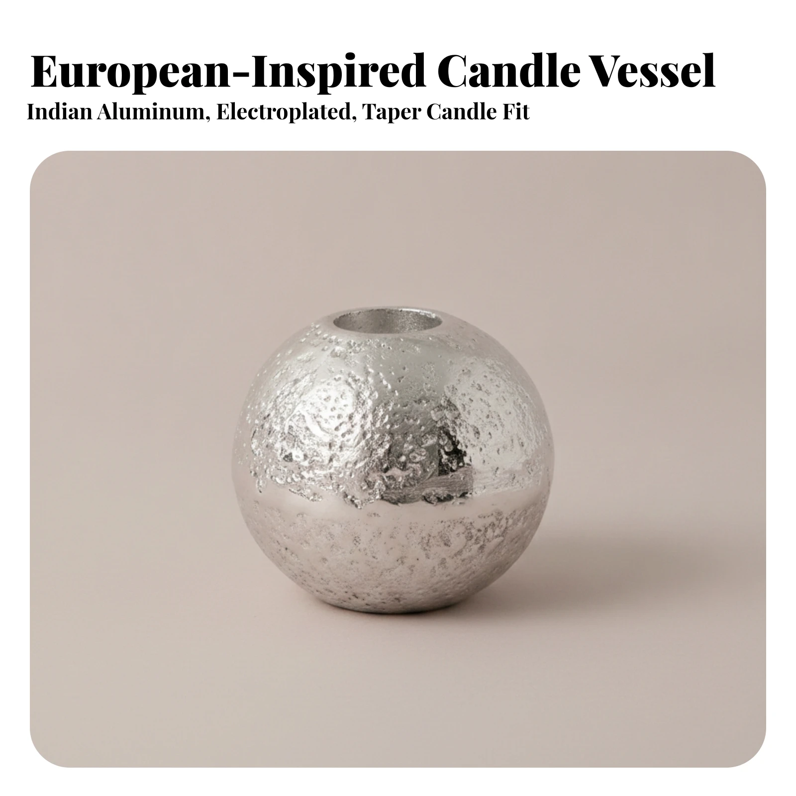 Aluminum Candle Holder Metal Spherical Candle Holder Candlestick Glossy Decor Long-Lasting for Dining Table, Mantel