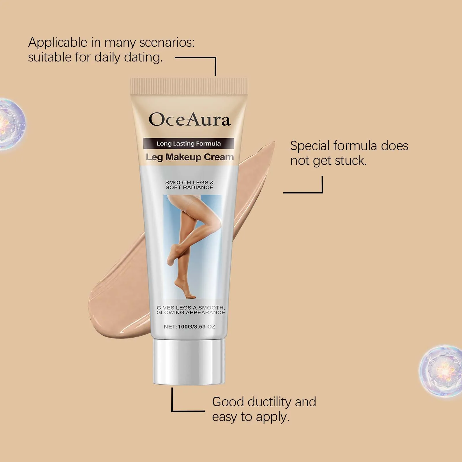 100g Beauty Leg Cream Makeup Body Coverage Long-Lasting Waterproof Professional Concealer Skin Medium Tone Liquid Foundation