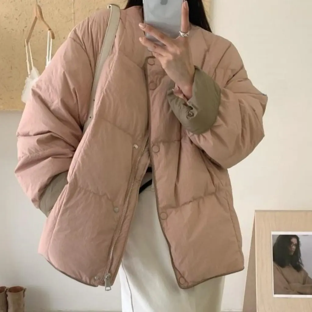 

Женская зимняя утепленная верхняя одежда в корейском стиле, повседневная универсальная короткая хлопковая куртка с хлебом, теплый модный топ для маленьких людей