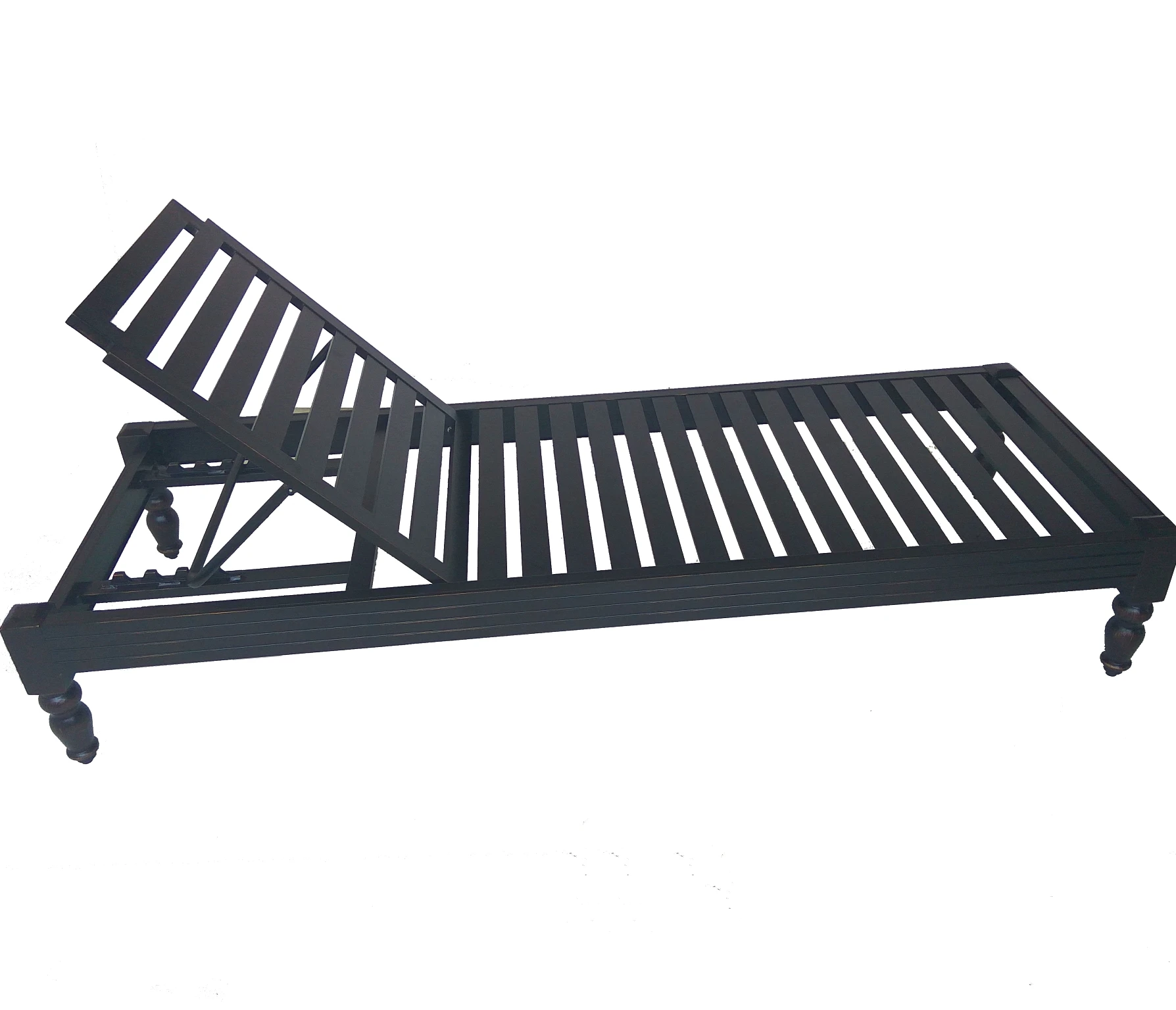 Ergonomic Cast Aluminum Chaise Lounge Contoured Seat Outdoor Patio Weather Resistant Reclining Lay Bed Chair