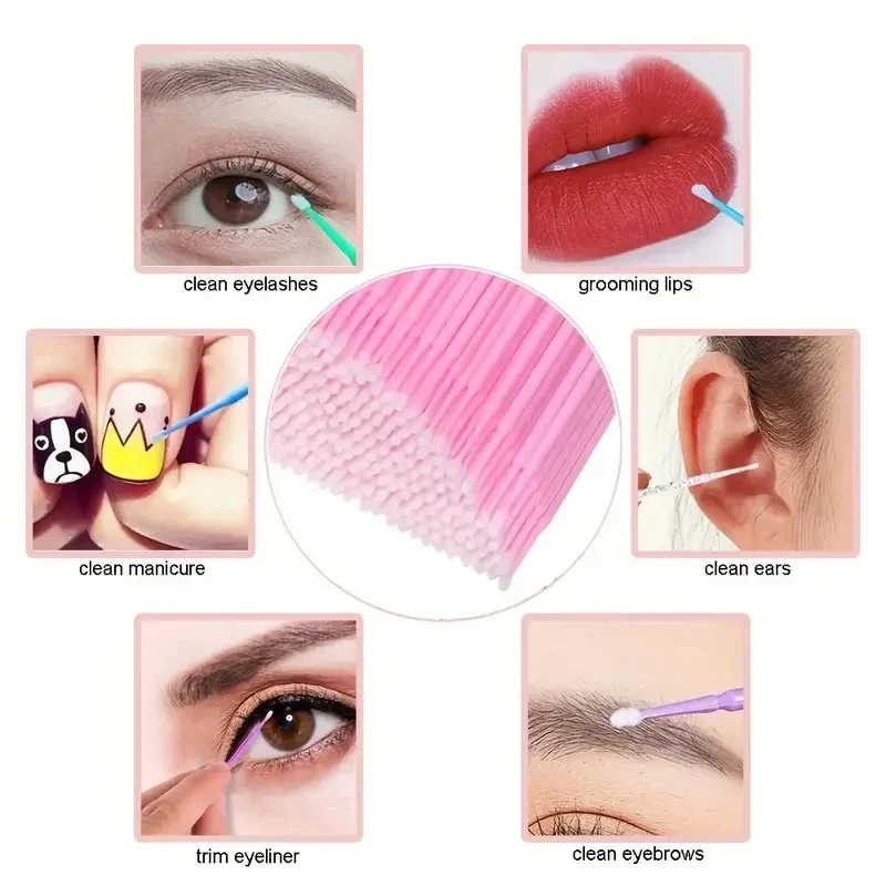 Micro applicateurs de cils, 100 pièces, pinceaux de maquillage jetables, coton-tige pour Application précise, rouge à lèvres, accessoires cosmétiques
