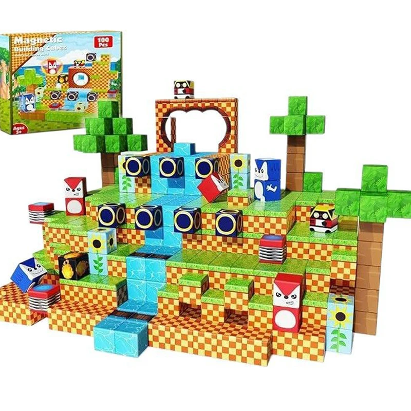 100PCS Pädagogisches DIY Block Set Innovative 3d Puzzle Produkte Montessori Magnetische Zauberwürfel Bausteine Spielzeug für Kinder