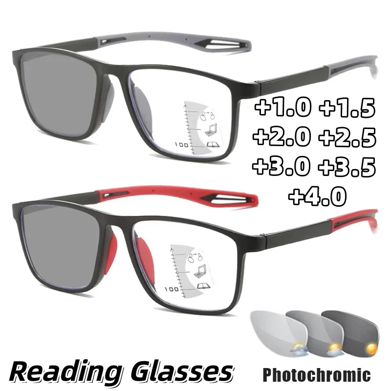

Multifocal Photochromic Reading Glasses Outdoor Sports High-Definition Comfortable Presbyopia Glasses Unisex +1.0 To +4.0