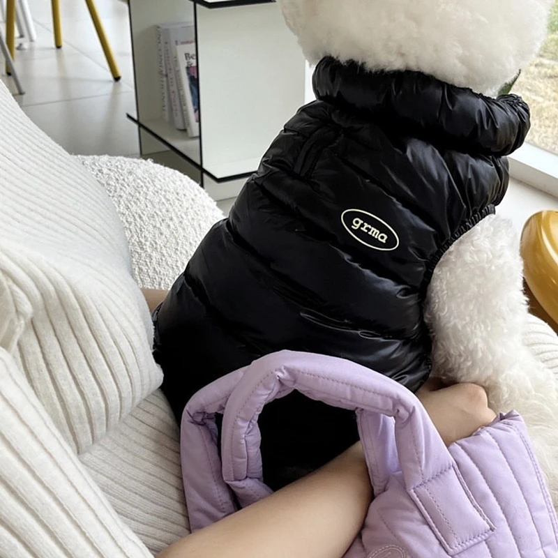 Pet Winter Cotton Clothes Warm Dog Clothes Teddy Thickened Jacket Bichon Out Solid Colour Down Coat Pet Supplies