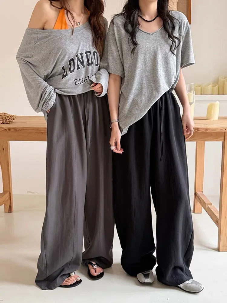 

High Waist Wide Leg Pants Women's Summer Casual Loose Linen Pants Slash Shape Pants Stylish Commute Style