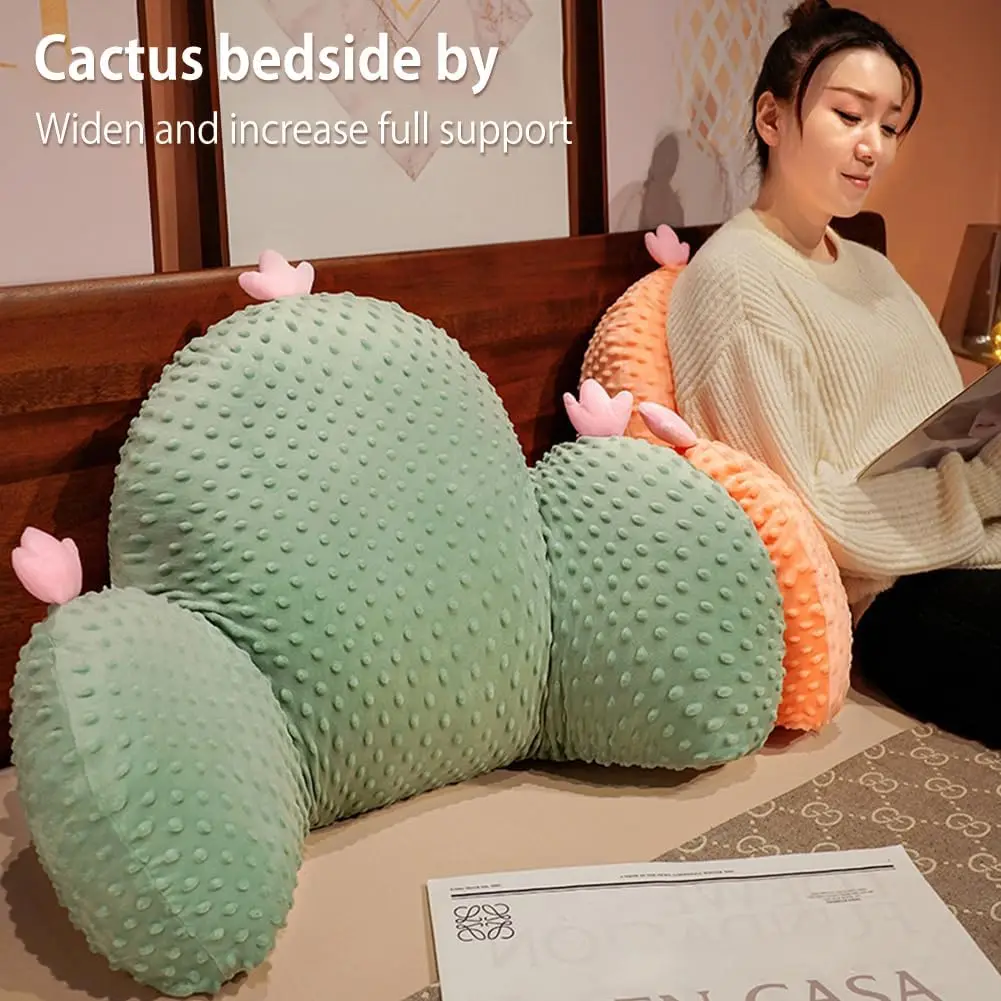 Reading Back Cushion for Bed Sitting Up Backrest Cushion Cute Cactus Back Support Pillow for Bed/Couch/Chair Large Lumbar Pillow