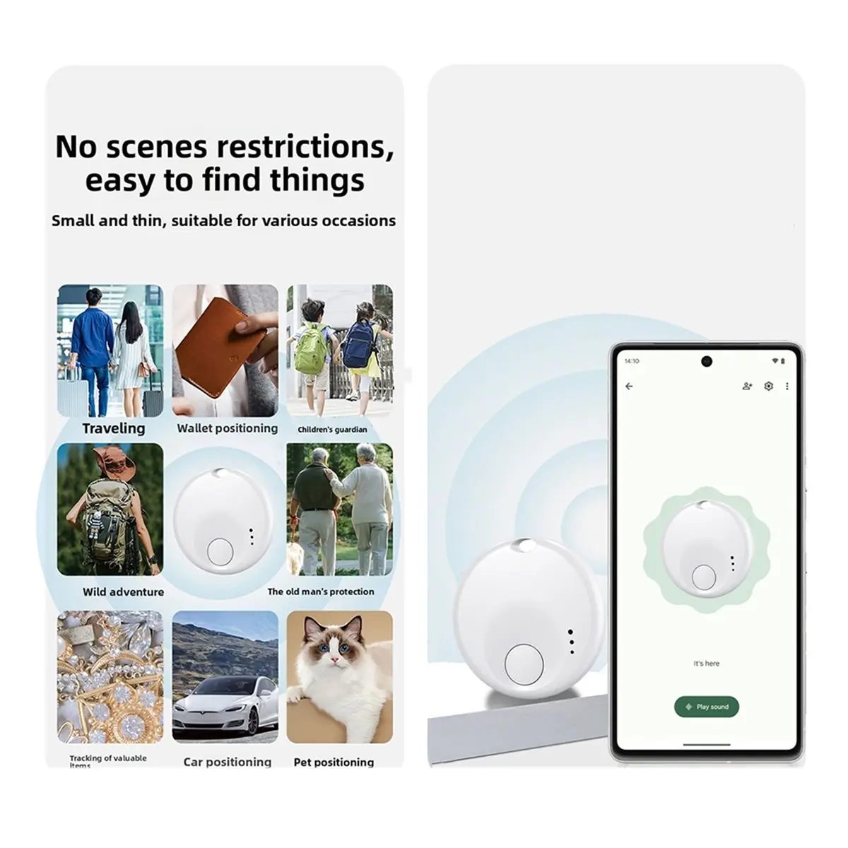 A86G NEW Smart GPS Tracker for Android for Find My Wearable Device for Car and Personal Tracking Black