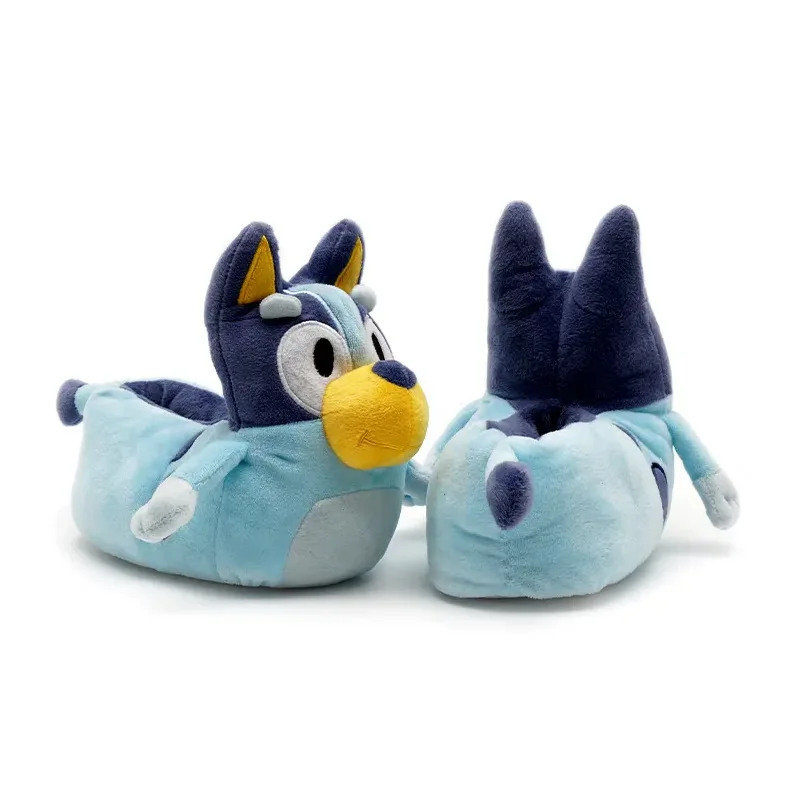 Bonito dos desenhos animados bluey cão chinelos de algodão inverno quente pacote completo com chinelos de pelúcia para homens e mulheres casais casa sapatos de algodão