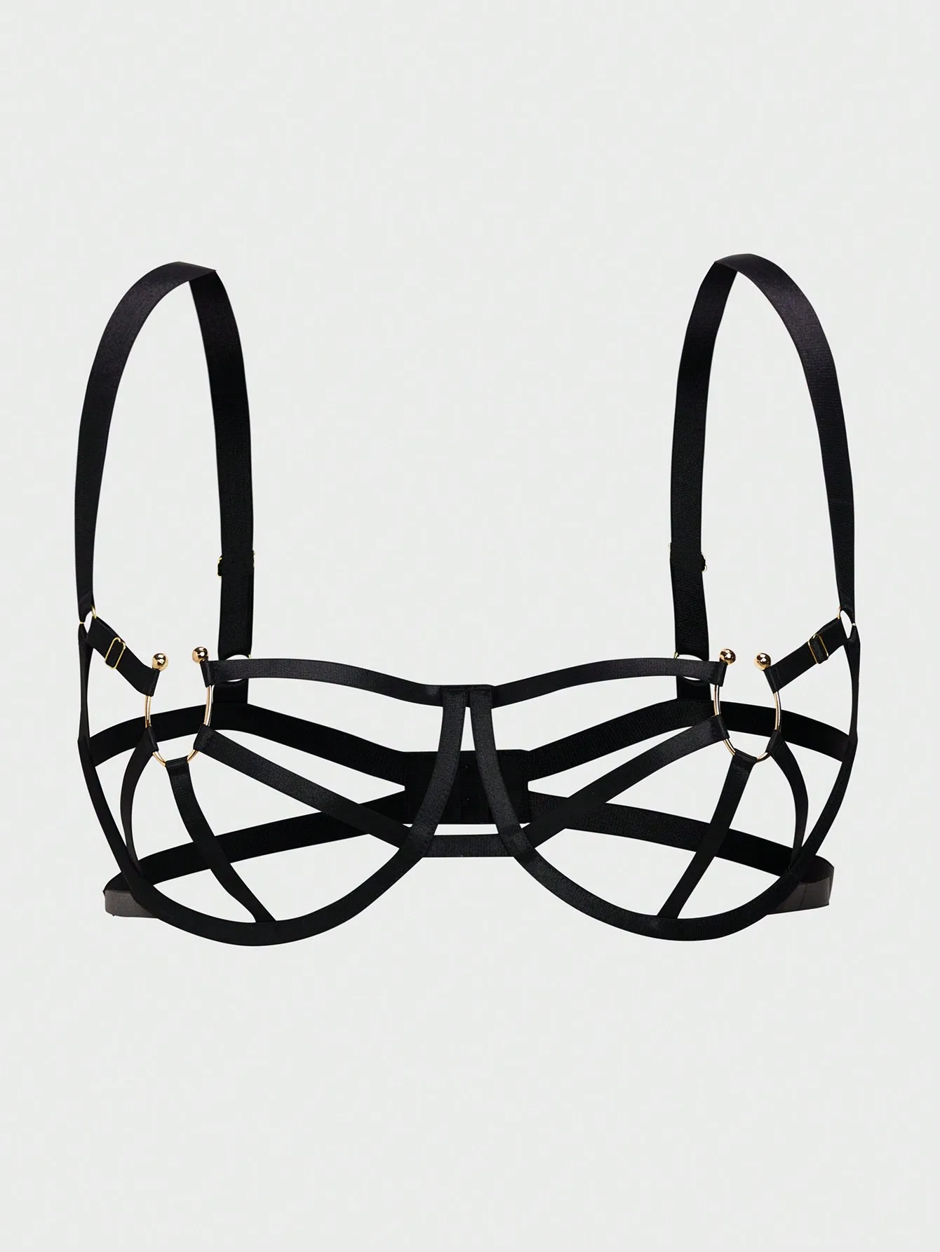 

Черный бюстгальтер-боди с золотистой фурнитурой для смелого образа в ночном стиле