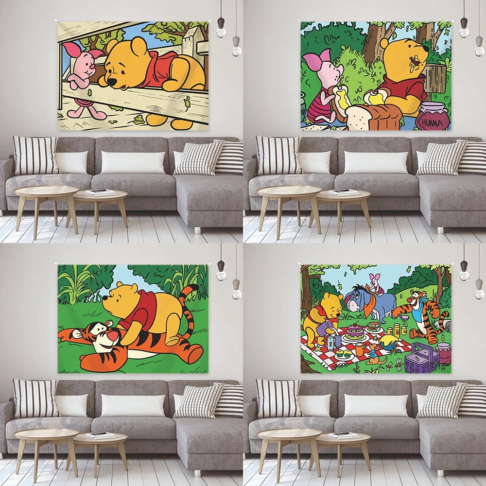 

Winnie the Pooh and Friends Tapestry, suitable for home decoration.,Living room and bedroom background cloth, no lights