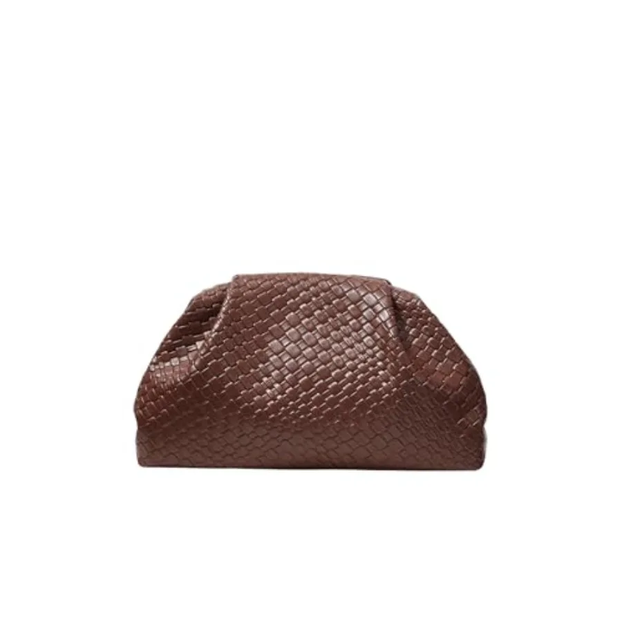 

QWINEE Women's Woven Evening Bag Dumpling Clutch Purse No Strap Handbags Elegant Faux PU Leather Clutch Bag Woven, No Strap, El