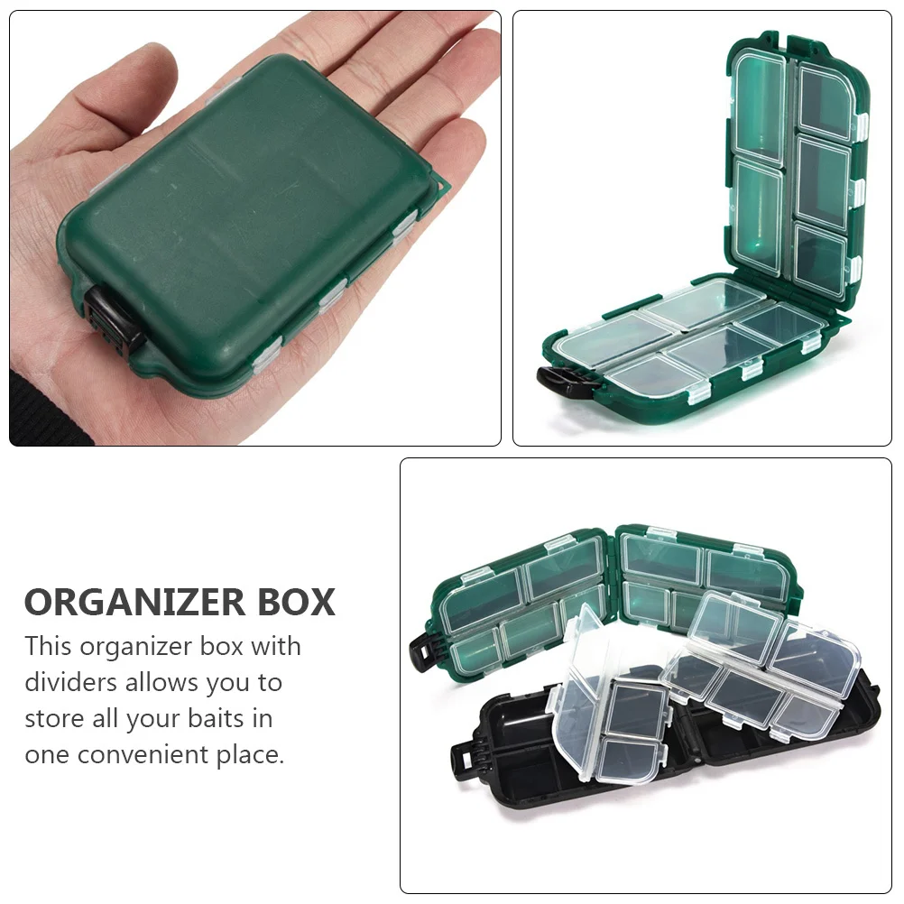 

2Pcs Fishing Supplies Box Sturdy Plastic Compact Organizer Case with Dividers for Hooks Lures Bait Storage Fishing Hook Box