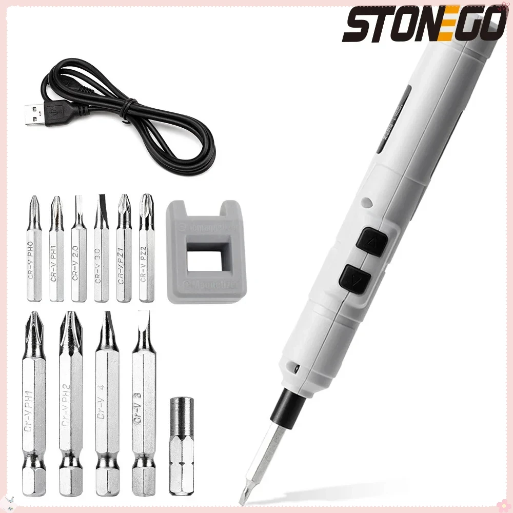 STONEGO 3,6 V USB Akku-Elektroschrauber-Set, wiederaufladbarer Lithium-Stift, Präzisions-Elektrowerkzeug