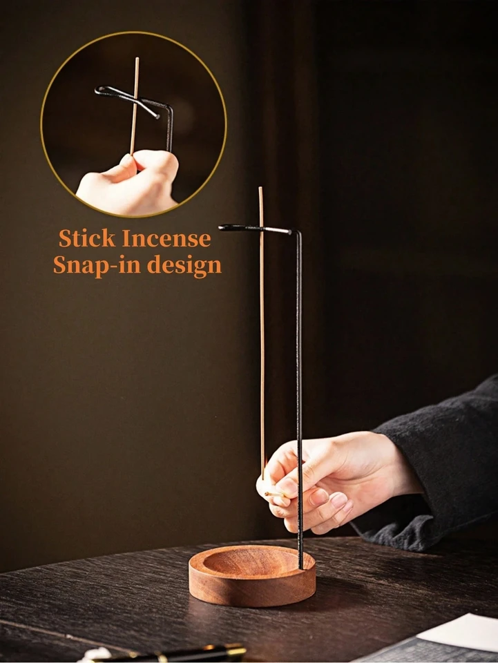 2-Piece Set Inverted Walnut Incense Burner, Incense Stick Holder