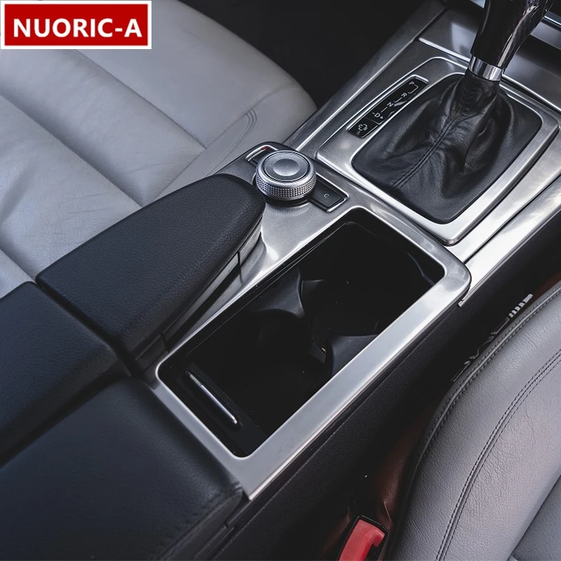 Stainless Steel Center Console Water Cup Holder Frame Decoration Cover Trim For Mercedes Benz E Class Coupe W207 C207 2009-2013