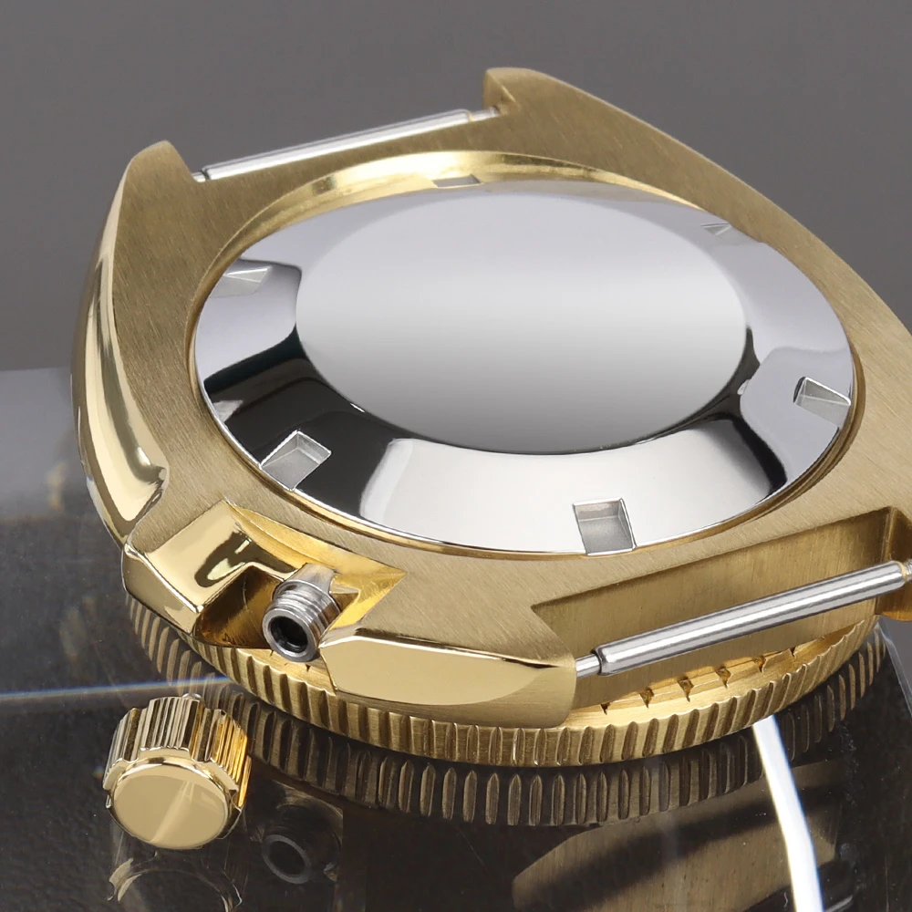 44mm Gold PVD Uhrengehäuse Saphirglas Aluminiumlünette für NH35 NH36 4R35 Uhrwerk Mod SKX 6309 6105 Turtle Gehäuse bei 4.1 Uhr – Detail 8