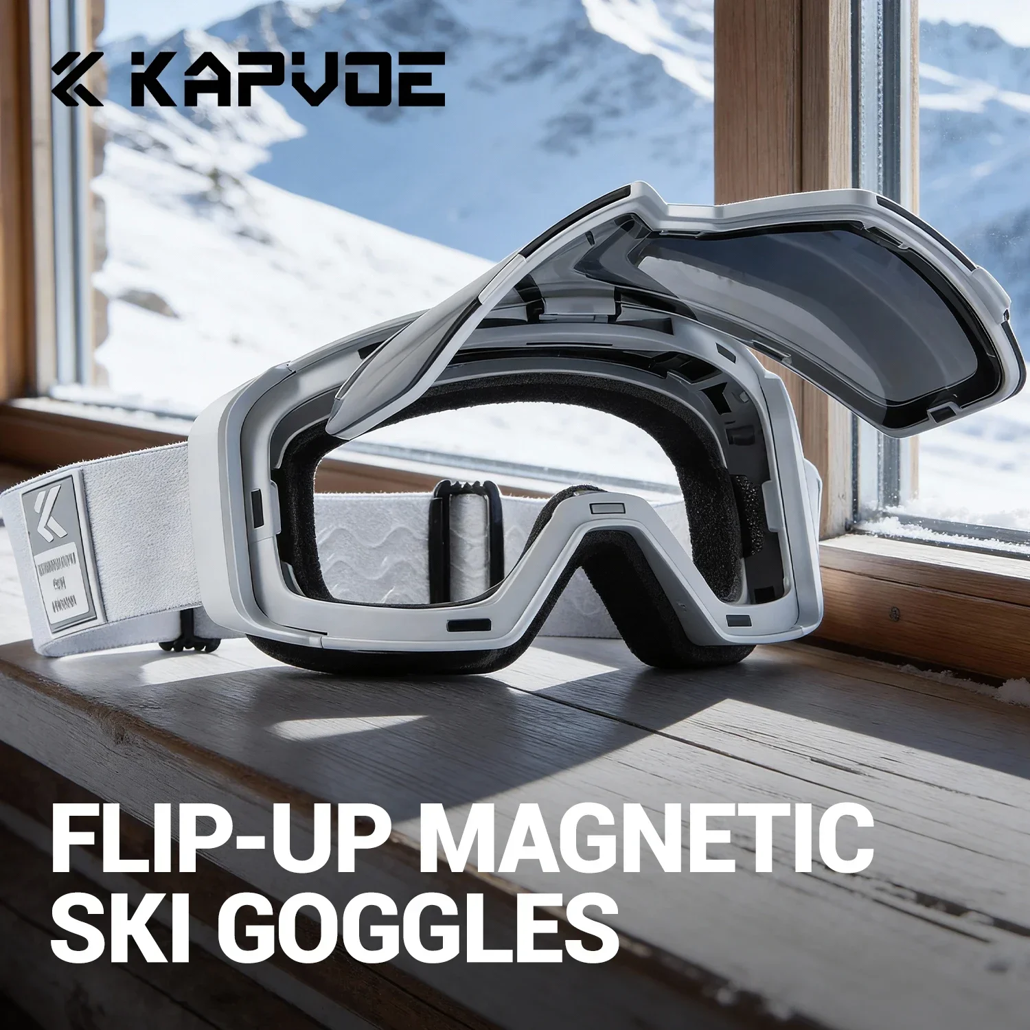 KAPVOE Magnetic Ski Goggles Storage Box Included Flip-Up Anti-Fog Snowboard Goggles Snow Winter Outdoor Sports Skating Eyewear