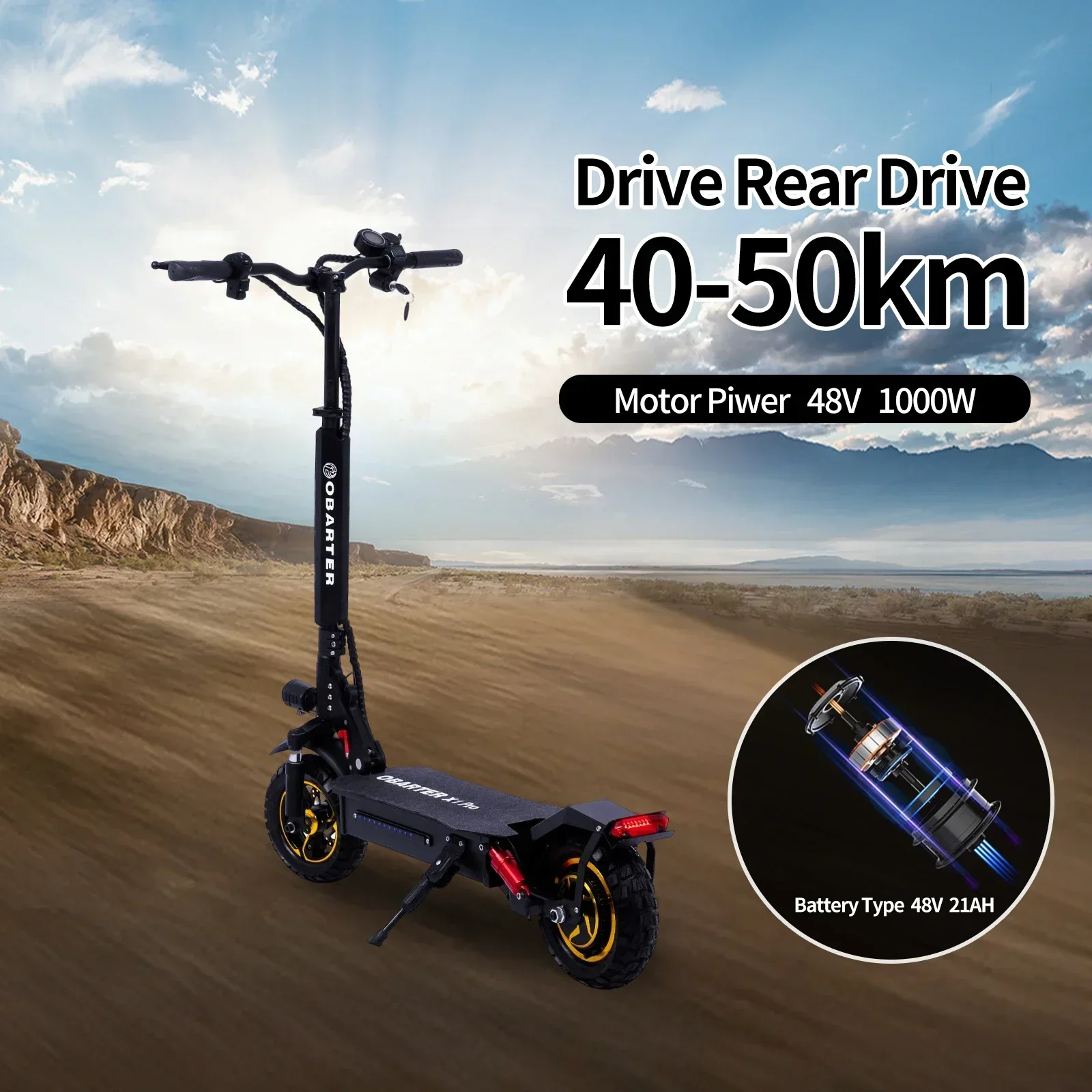 US EU Stock Portable Folding Off-Road Electric Scooter Top Speed 45kmh 28mph Long Distance 65-75km 48V1000W Electric Scooter