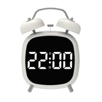 High Volume Twin Bell Alarm Clock Voice Control Loud Volume Electronic Alarm Clock 12/24H Snooze LED Display Digital Alarm Clock