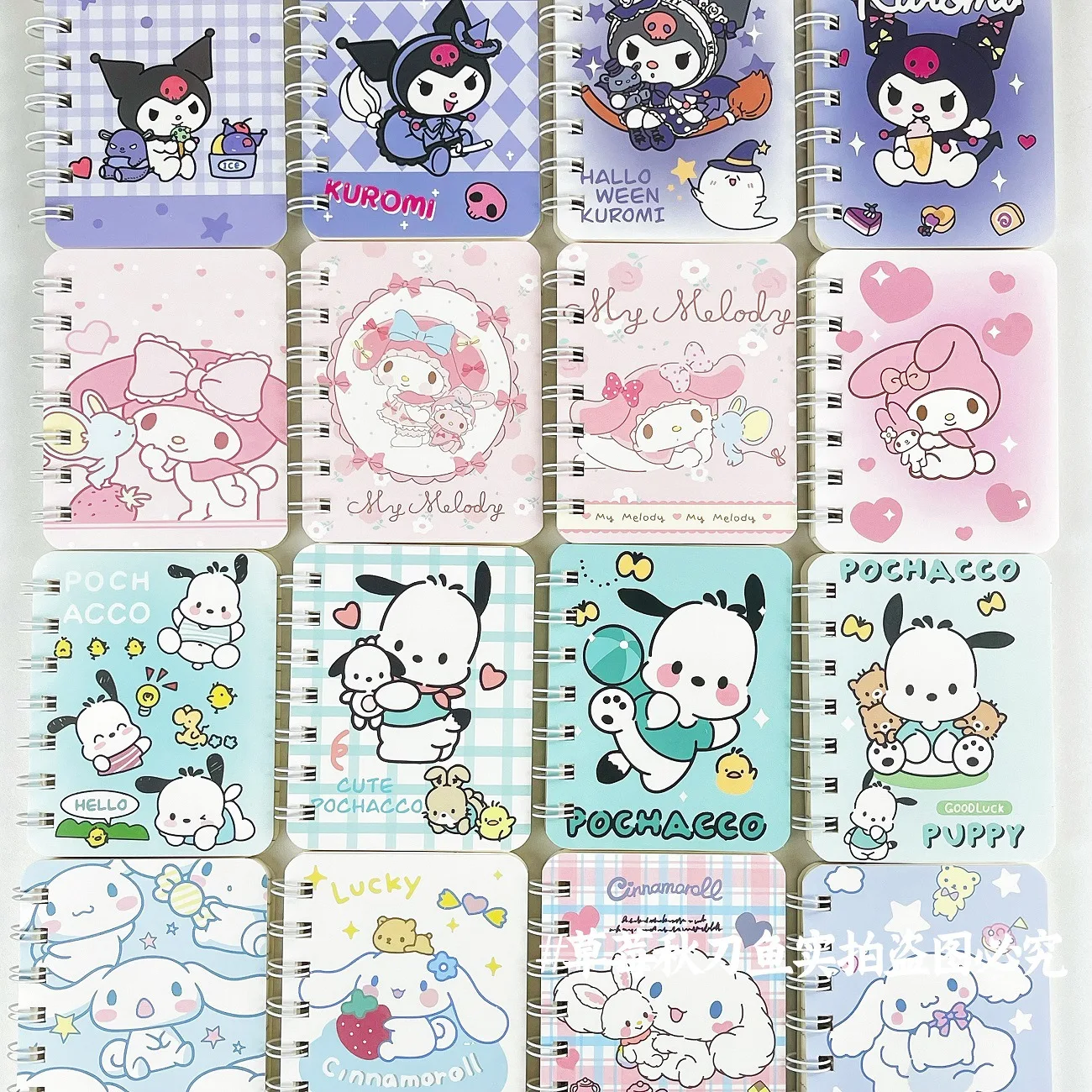 4PCS Creative Sanrio Kuromi Horizontal Grid Mini Pocket Coil Book A7 Hand Account Notepad Ins Cute Thickened Cinnamoroll Book