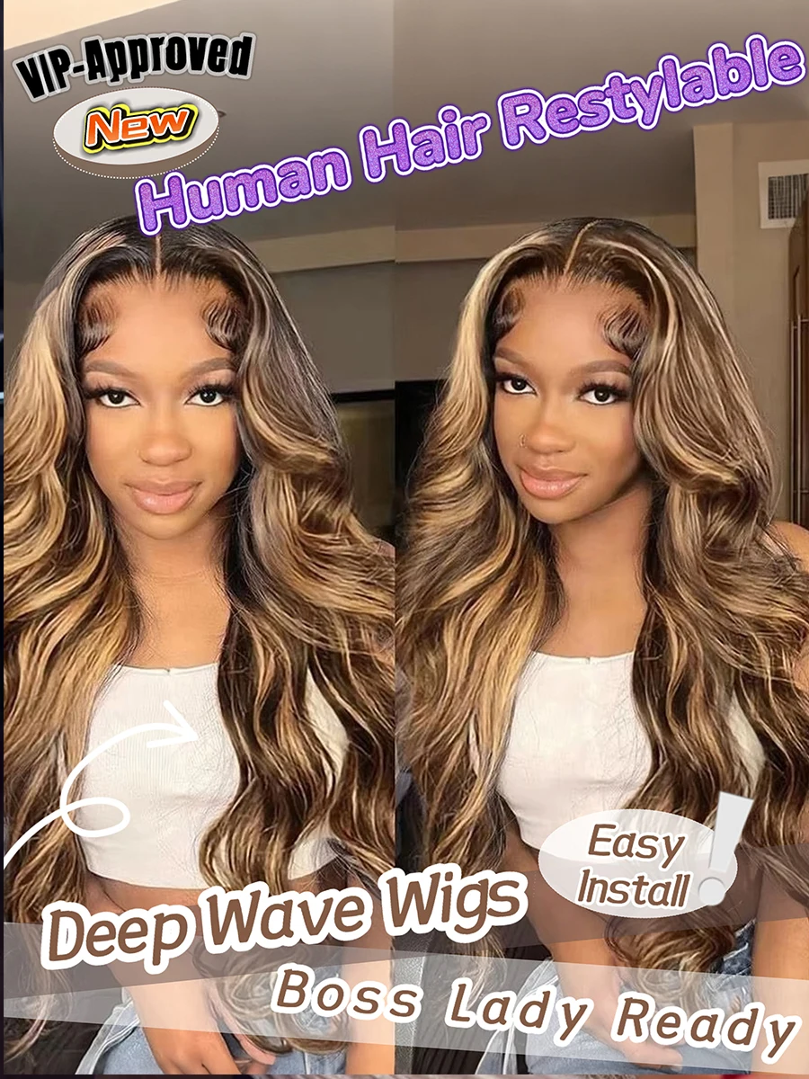 

Body Wave 13x4 Lace Front Wig P427 Highlight 200 Density Brazilian Ombre Blonde Human Hair Natural Hairline Glueless Remy Hair