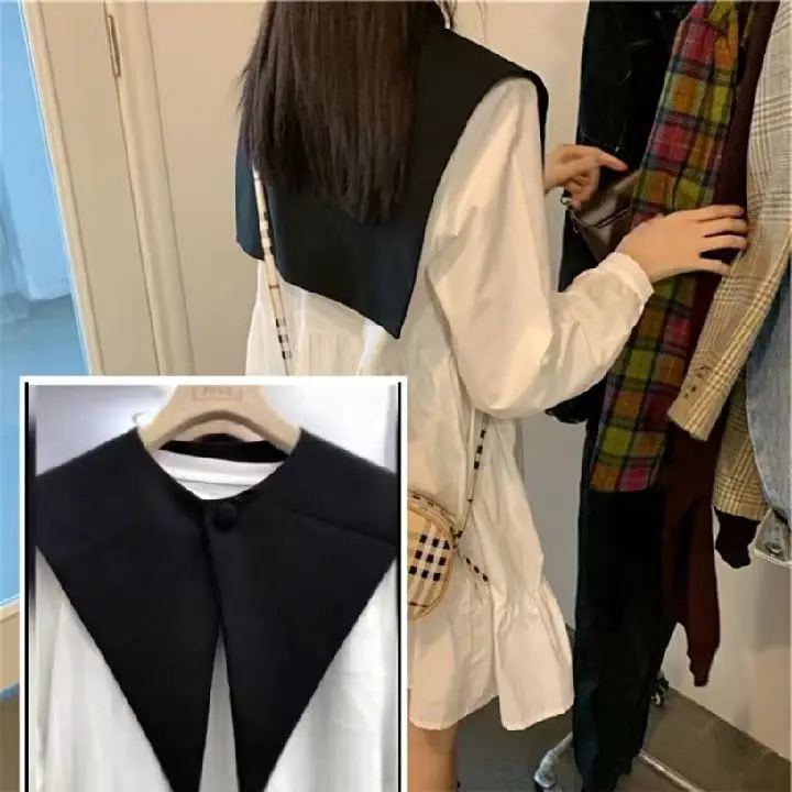 2024 New Fake Collar For Shirt White Shawl Collars Solid Shirt Blouse Top Men Women Navy Collar Girls Top Clothes DropShipping