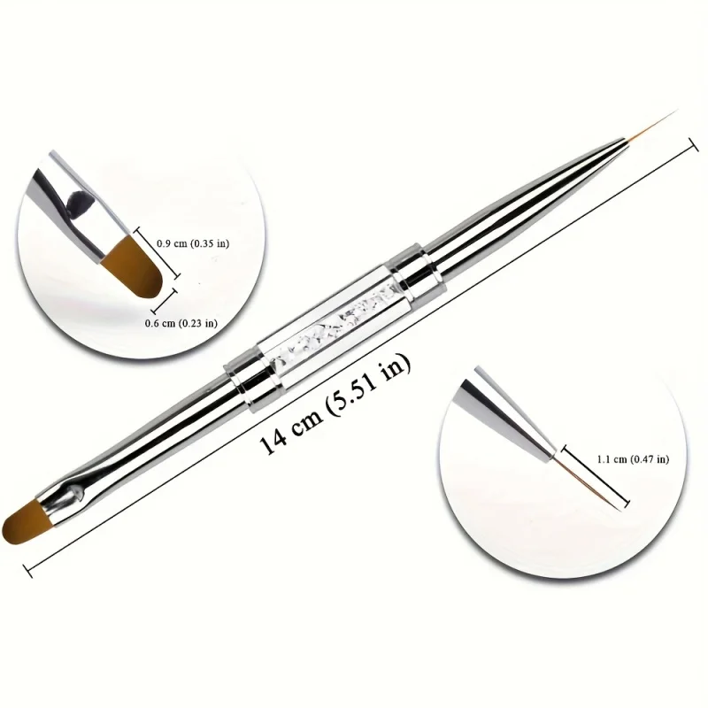 1PC Double-ended Nail Art Brush,Odorless Gel and Nail Design Tool,2-in-1 Polymer Gel Brush and Picker for Quick Nail Extension