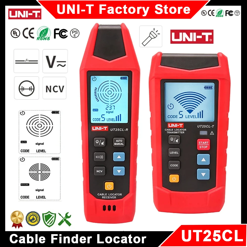 UNI-T UT25CL Cable Locator Underground Wall Cable Tracker Detector Professional Line Finder Hidden Electric Wire Search Cable