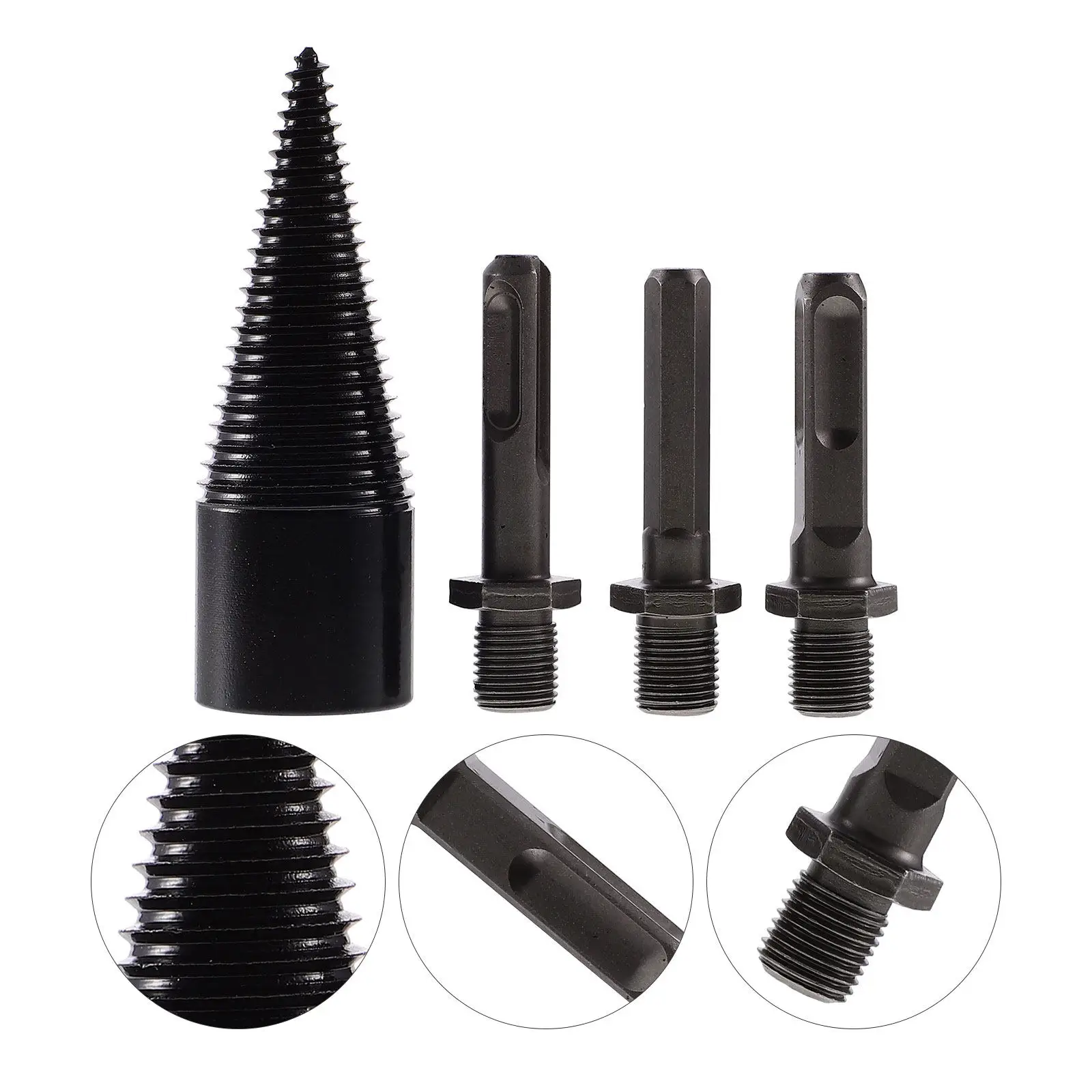 1Set Carbon Steel Wood Splitter Drill Bit Firewood Log Splitter Deep Thread Resistant Woodworking Drill Bit Cone