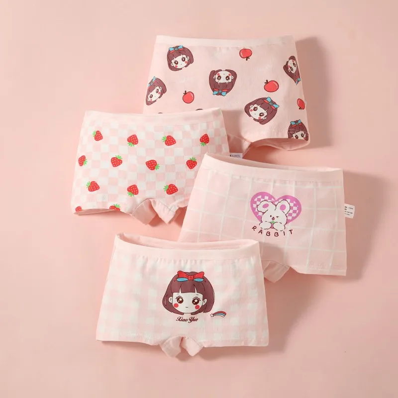 4pcs/Lot Cartoon Panties Cotton Short Pants Girls' Underwear Suit 2-10Years