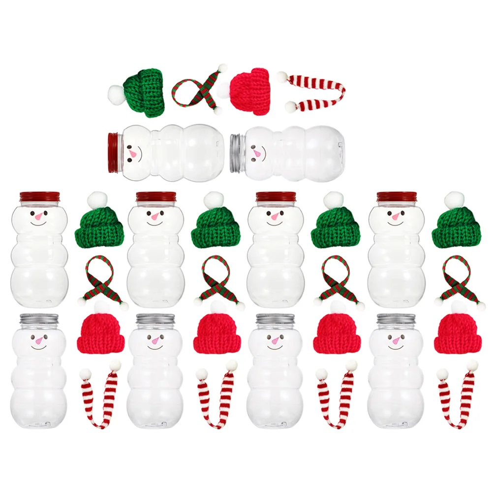 

10 Sets Drinks Christmas Snowman Milk Tea Cold Juice Bottle Sealed Packaging Water Bottlr Candy Jars The Pet Beverage