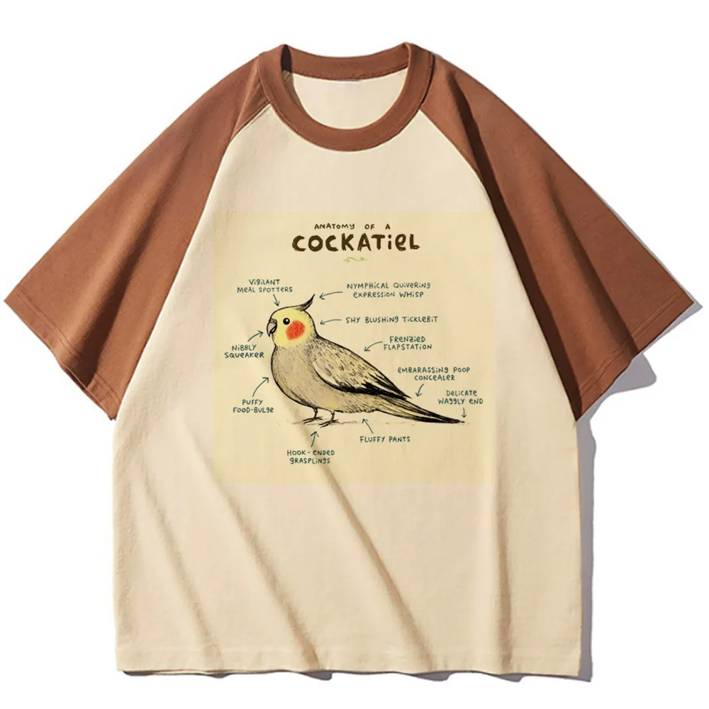 Cockatiel t shirt women designer Japanese Tee girl harajuku comic clothing