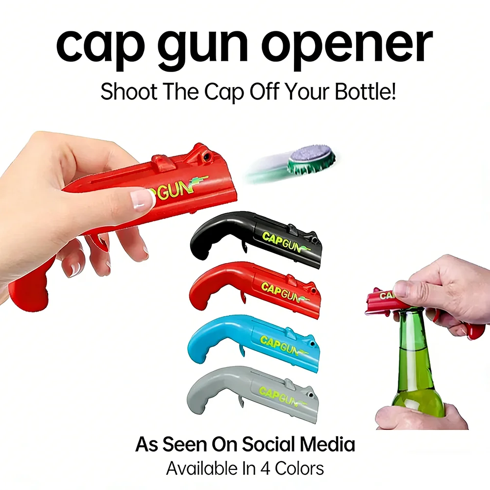Portable Cap Gun Launcher CapGun Beer Bottle Opener Creative Caps Eject Opener Bar Party Household Drinking Tool 6