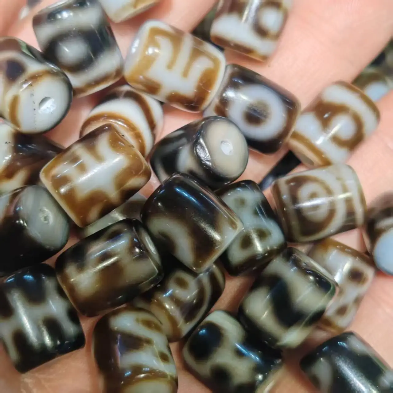 

100 шт. Специальное предложение: Тайваньский серый проникающий прямой вырез из агатовых бусин, ожерелье, браслет с подвеской, самодельные аксессуары Дзи