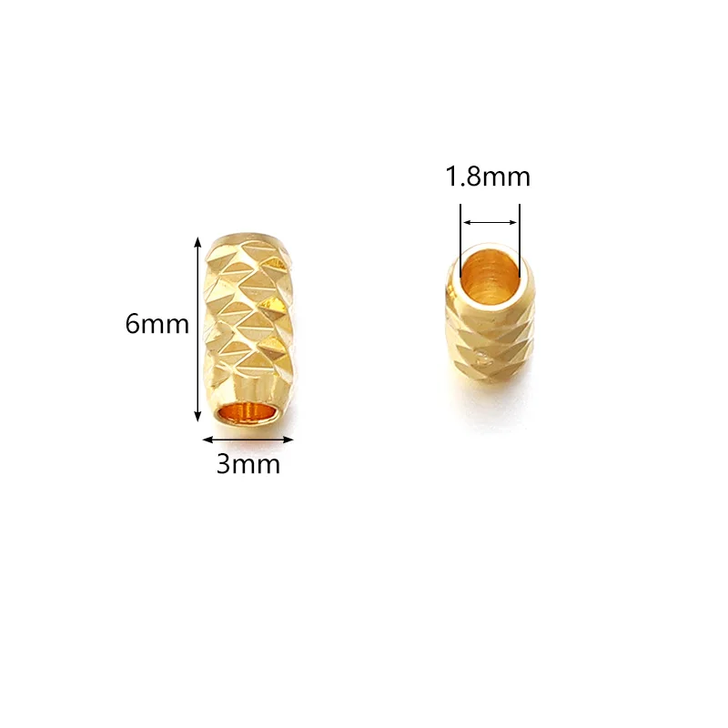50pcs 1.8mm Silver Gold Color Copper Column Tube Charm Beads Loose Spacer Bead for Bracelet Necklace Jewelry DIY Making Supplies