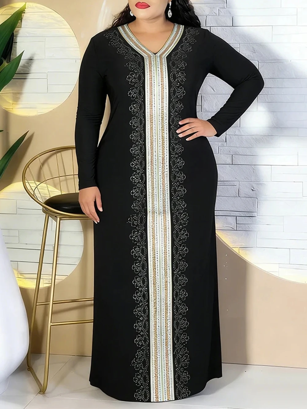 

Muslim Fashion Abaya Islamic Clothing Long Sleeve Dress For Women Party Prom Evening Gown Caftan Marocain African Dashiki Boubou
