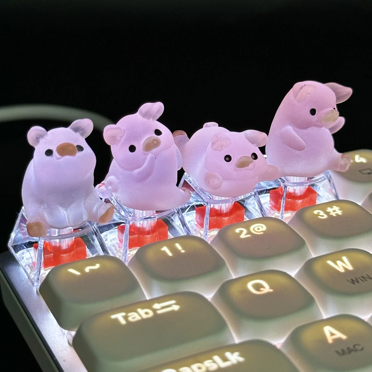 NEW Cute Cartoon Transparent Pink Pig Key Caps DIY Hand-Made Personalized Mechanical Keyboard Dedicated Keycaps