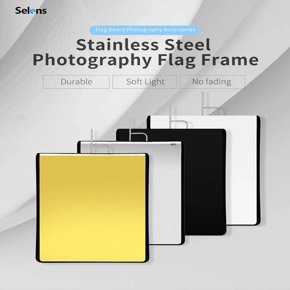 Selens 75X90Cm Film Studio Flag Plate Frame Stainless Steel Flag with 4 Colors Cloth Reflector Diffuser for Fotografia Tripod