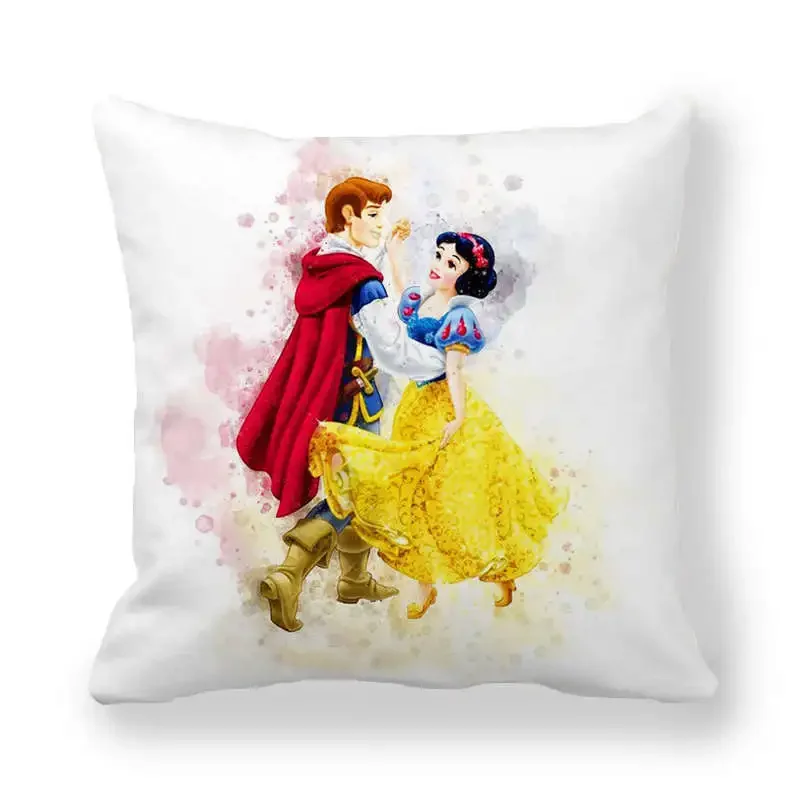 Disney Cartoon Snow White Princess Girls Cushion Cover Sofa Throw Pillowcase Home Decor Square Decorative Pillowcase 45x45cm