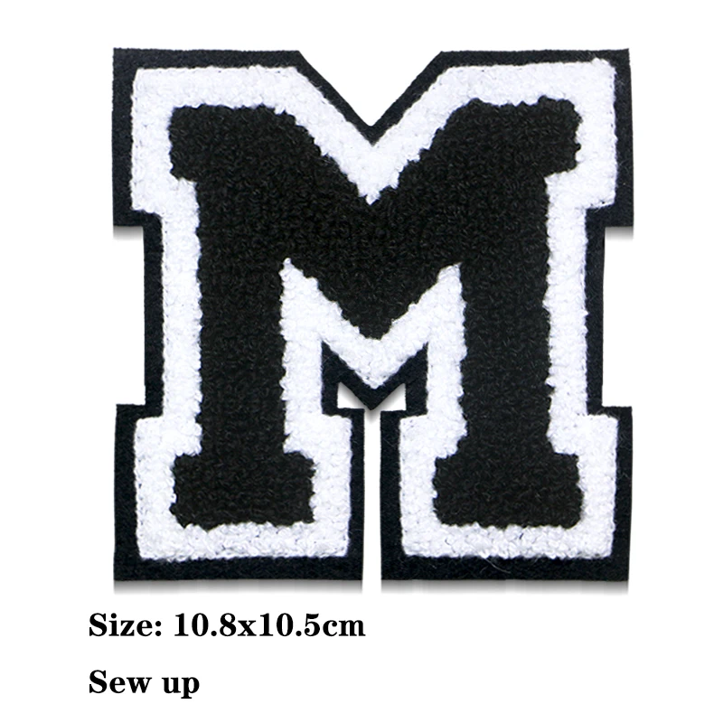 M K W B Alphabet Patch Love Chenille Icon Towel Embroidery Applique English Patch For Clothing DIY Iron on Patch on the stickers