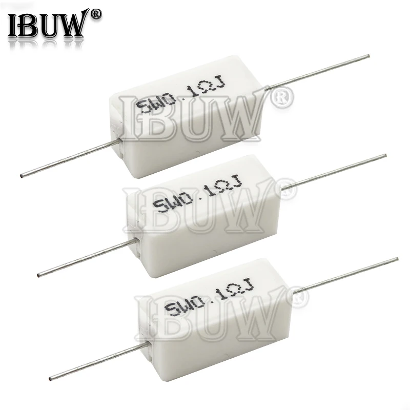 10PCS 5W Cement resistance 0.1 ~ 10k ohm 0.33R 1R 10R 100R 0.22 0.33 1 10 100 1K 10K ohm Cement resistor