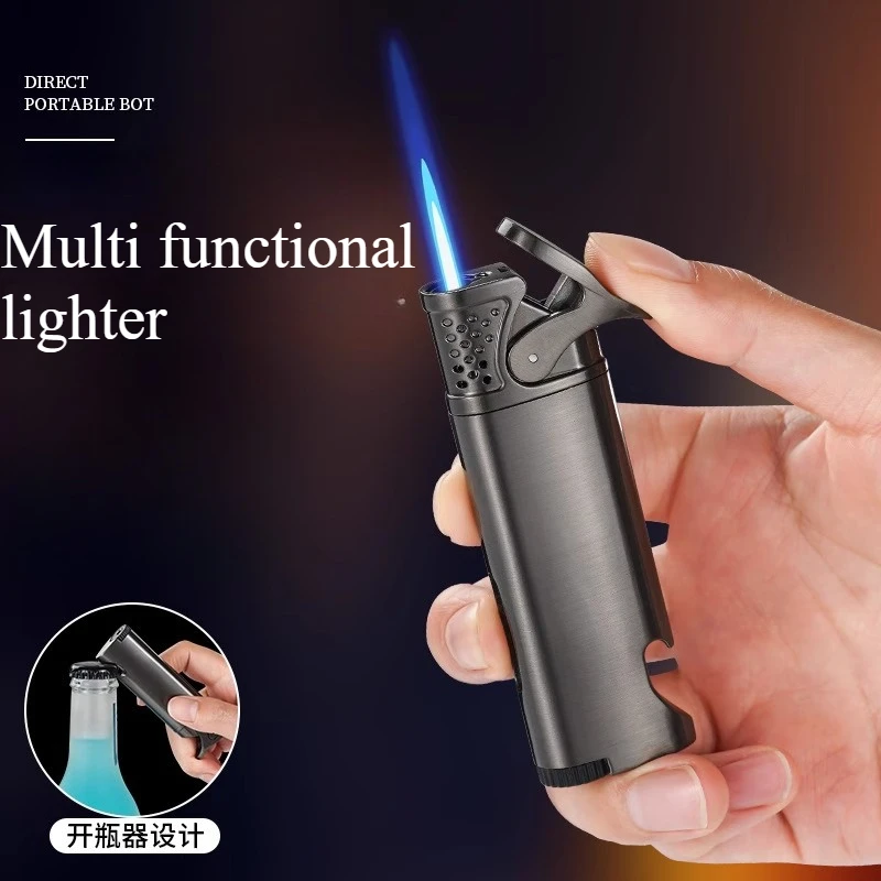 

Portable Straight Windproof Long Strip Gas Metal Lighter Multifunctional Bottle Opener Cigarette Lighter Cigarette Accessories